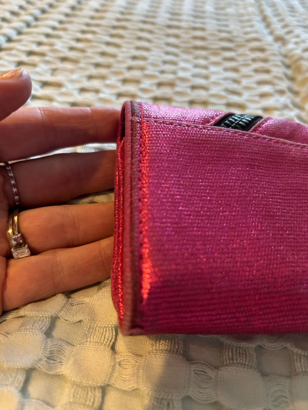 L.A.M.B. Metallic Hot Pink Zip Clutch - Picture 6 of 9